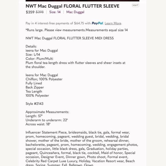 Mac Duggal 2143 Womens FLORAL FLUTTER SLEEVE MIDI DRESS - Picture 5 of 14